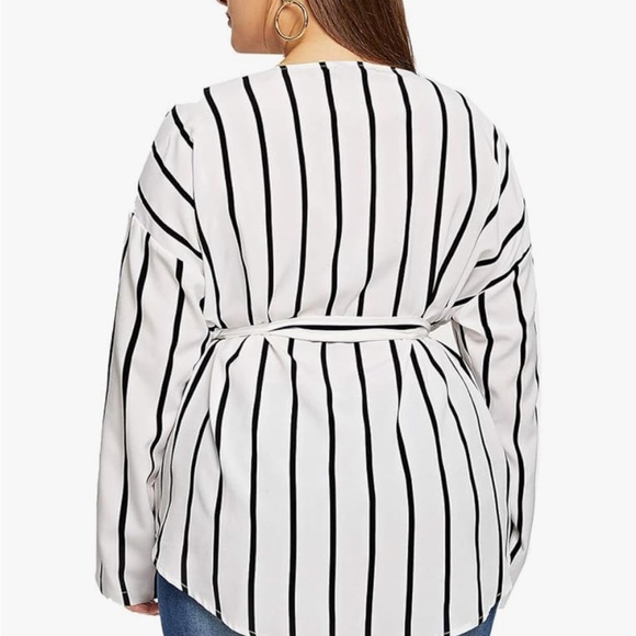 Striped Black and White Women's Top - Picture 2 of 6